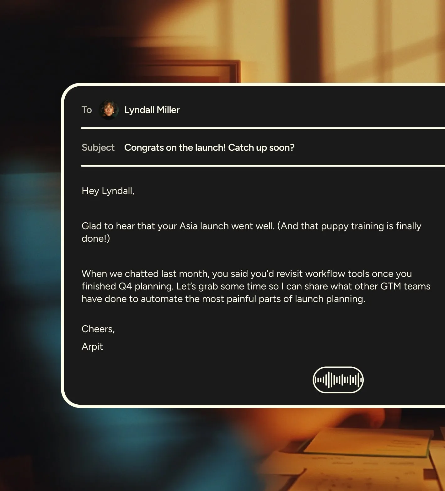 Grateful mark message example
